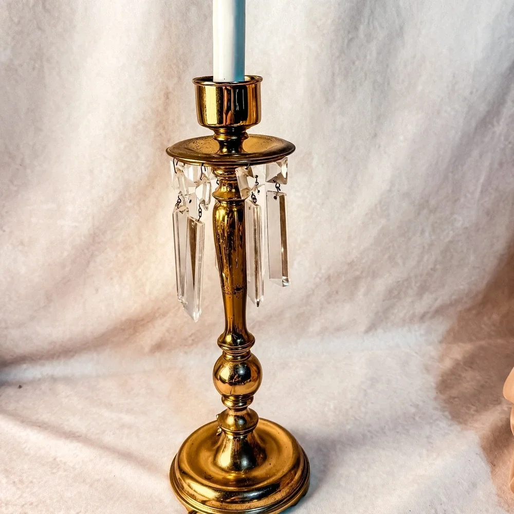 Brass and Crystal Prism Lamp